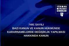 7491 Sayili Bazi Kanun Ve Kanun Hükmünde Kararnamelerde Değişiklik Yapilmasi Hakkinda Kanun