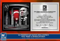Ulu Önderimiz Gazi Mustafa Kemal Atatürk'ü Saygi, Minnet Ve Özlemle Aniyoruz...