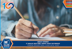 2023/3 Dönemi, 17 Aralık 2023 Özel Smmm Sınav Duyurusu