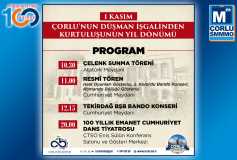 1 Kasim Çorlu'nun Düşman İşgalinden Kurtuluşunun 101'inci Yil Dönümü Dolayisiyla Düzenlenecek Olan Tören Programi Belli Oldu!