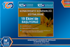 Konkordato Komiserliği Eğitimlerine 19 Ekim'de Başlıyoruz...