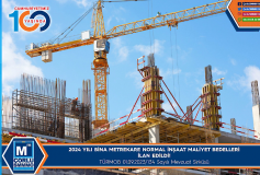 2024 Yili Bina Metrekare Normal İnşaat Maliyet Bedelleri İlan Edildi