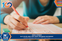 2023/2 Dönemi, 2-11 Eylül 2023 Ymm Sınav Programı