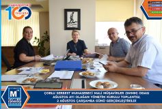 Çorlu Smmm Odasi Ağustos Ayi Olağan Yönetim Kurulu Toplantisi, 2 Ağustos Çarşamba Günü Gerçekleştirildi