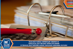 06.02.2023 Tarihli Depremler Nedeniyle Yapılacak Zayi Belgesi Müracatlarının 31 Temmuz 2023 Tarihine Kadar Yapılması Hakkında Duyuru