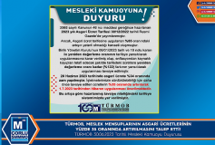 Türmob, Meslek Mensuplarinin Asgari Ücretlerinin Yüzde 35 Oraninda Artirilmasini Talep Etti!