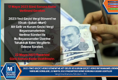 Vuk-155 "17 Mayıs 2023 Günü Sonuna Kadar Verilmesi Gereken 2023 İ. Geçici Vergi Dönemine (Ocak-Şubat-Mart) Ait Gelir Ve Kurum Geçici Vergi Beyannamelerinin Verilme Ve Ödeme Sürelerinin Uzatılması."