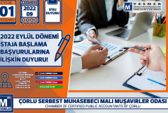2022 Eylül Dönemi Staja Başlama Başvurularina İlişkin Duyuru