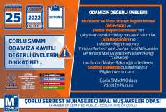 Çorlu Smmm Oda'miza Kayitli Değerli Üyelerin Dikkatine!...