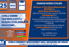 Çorlu Smmm Oda'miza Kayitli Değerli Üyelerin Dikkatine!...