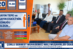 Yönetim Kurulumuz Çorlu Vergi Dairesi Sayin Bedrettin Tepe'yi Çorlu İhtisas Müdürü Sayin Celil Eskici'yi Makaminda Ziyaret Etmiştir