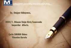 26.03.2022 Tarihinde Düzenlenecek Olan 2022/1. Dönem Staja Giriş Sınavında Başarılar Dileriz. Çorlu Smmm Odası Yönetim Kurulu