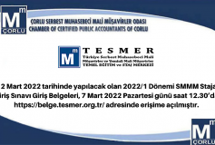 12 Mart 2022 Tarihinde Yapılacak Olan 2022/1 Dönemi Smmm Staja Giriş Sınavı Giriş Belgeleri, 7 Mart 2022 Pazartesi Günü Saat 12.30'da Https://belge.tesmer.org.tr/ Adresinde Erişime Açılmıştır.