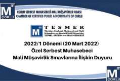 2022/1 Dönemi (20 Mart 2022) Özel Serbest Muhasebeci Mali Müşavirlik Sinavlarina İlişkin Duyuru
