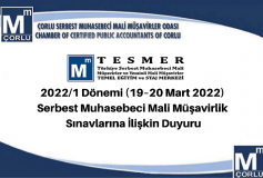 2022/1 Dönemi (19-20 Mart 2022) Serbest Muhasebeci Mali Müşavirlik Sinavlarina İlişkin Duyuru