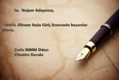 Smmm Stajyer Adaylarimiz, 02.10.2021 Tarihinde 2021/3. Dönem Staja Giriş Sinavinda Başarilar Dileriz. Çorlu Smmm Odasi Yönetim Kurulu