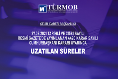 26.8.2021 Tarih Ve 4420 Sayılı Cumhurbaşkanı Kararına İlişkin Duyuru