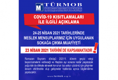 24-25 Nisan 2021 Tarihlerinde Meslek Mensuplarimiz İçin Uygulanan Sokağa Çikma Muafiyeti,23 Nisan 2021 Tarihini De Kapsamaktadir