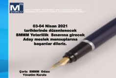 03-04 Nisan 2021 Tarihlerinde Düzenlenecek Smmm Yeterlilik Sinavina Girecek Aday Meslek Mensuplarina Başarilar Dileriz. Çorlu Smmm Odasi Yönetim Kurulu