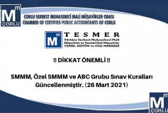 !! Dikkat Önemli !! Smmm, Özel Smmm Ve Abc Grubu Sınav Kuralları Güncellenmiştir. (26 Mart 2021)