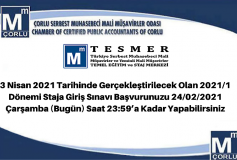 3 Nisan 2021 Tarihinde Gerçekleştirilecek Olan 2021/1 Dönemi Staja Giriş Sınavı Başvurunuzu 24/02/2021 Çarşamba (Bugün) Saat 23:59'a Kadar Yapabilirsiniz