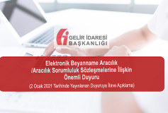 Elektronik Beyanname Aracılık/aracılık Sorumluluk Sözleşmelerine İlişkin Önemli Duyuru