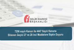 7256 Sayılı Kanun İle 4447 Sayılı Kanuna Eklenen Geçici 27 Ve 28 İnci Maddelere İlişkin Duyuru