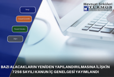 Bazı Alacakların Yeniden Yapılandırılmasına İlişkin 7256 Sayılı Kanun İç Genelgesi Yayımlandı