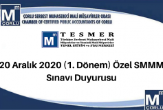 20 Aralık 2020 (1. Dönem) Özel Smmm Sınavı Duyurusu
